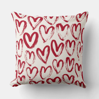 Red Sketch Hearts and Love Pattern Cushion
