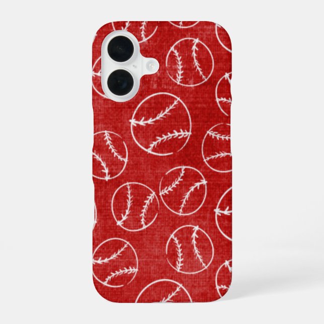 Red Sketched Baseball  iPhone 16 Case (Back)