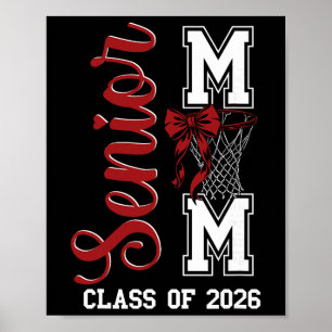 Red Sketll Bow Senior Mum Mama Cl Of 2026 Graduati Poster