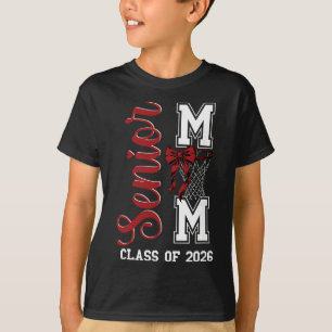 Red Sketll Bow Senior Mum Mama Cl Of 2026 Graduati T-Shirt