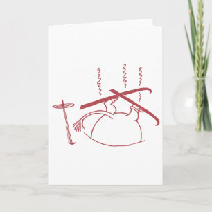 Red Skiing Moomintroll Stuck In Snow Winter Games Card