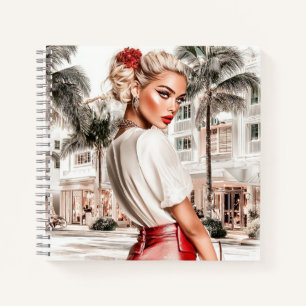 Red Skirt Glam Girl Spiral Notebook