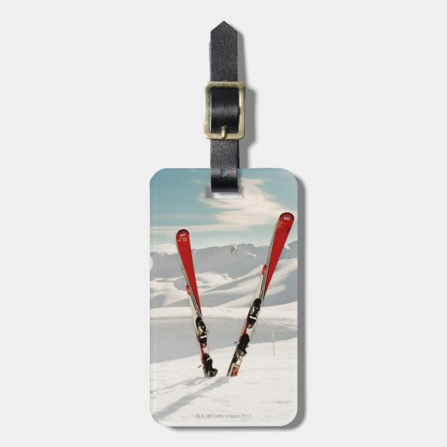 Red Skis Luggage Tag (Front Vertical)