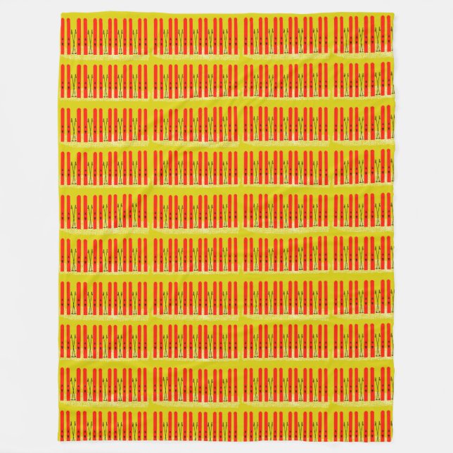 Red skis on yellow  fleece blanket (Front)