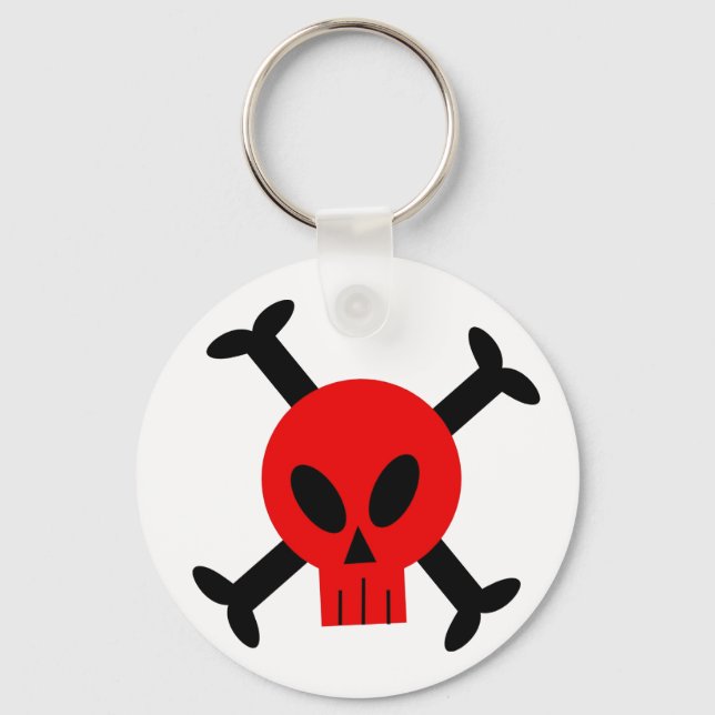 Red Skull And Crossbones Keychain (Front)