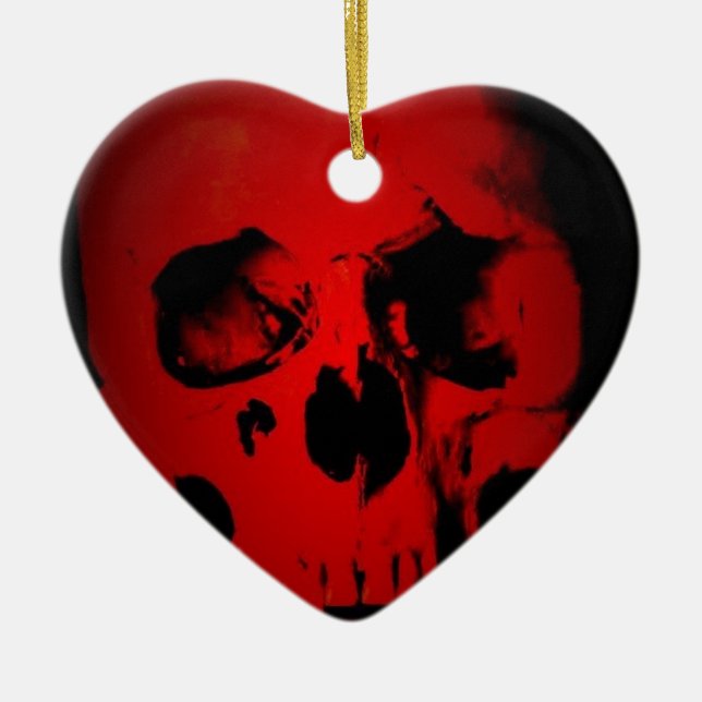 Red Skull Ceramic Tree Decoration (Front)