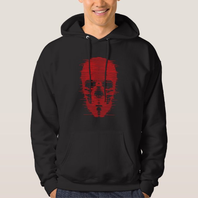 Red Skull Glitch Art Hoodie (Front)