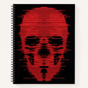 Red Skull Glitch Art Notebook