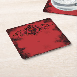 Red Skull Goth Paper Coaster