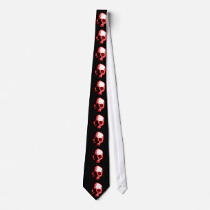 Red Skull Hand Drawing Artwork Neck Tie