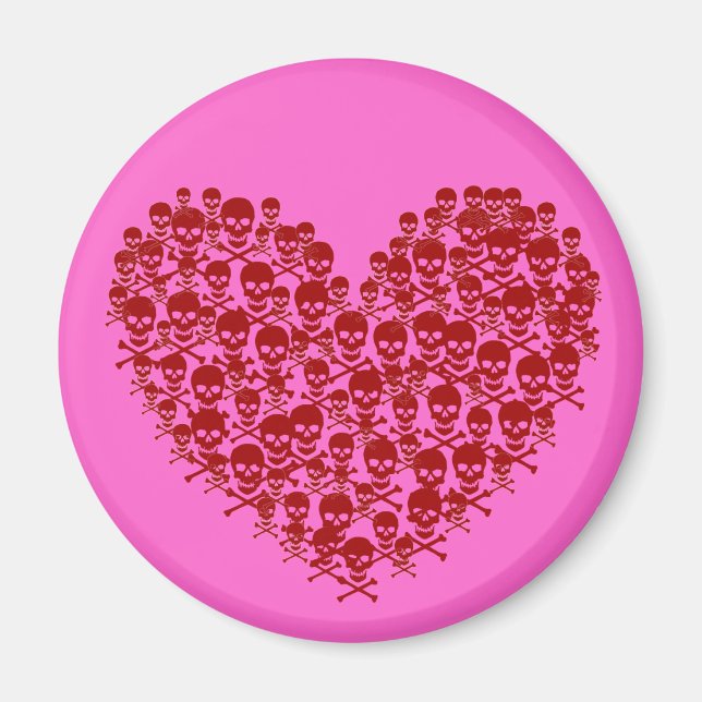 Red Skull Heart Magnet (Front)
