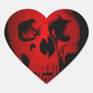 Red Skull Heart Sticker