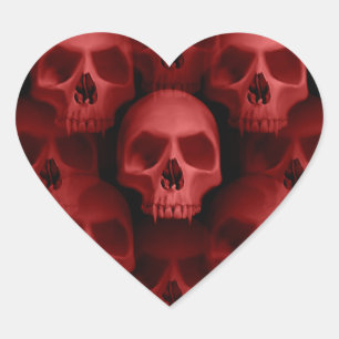 Red skull heart sticker