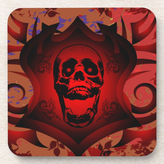 Red Skull Shield Coaster (Front)