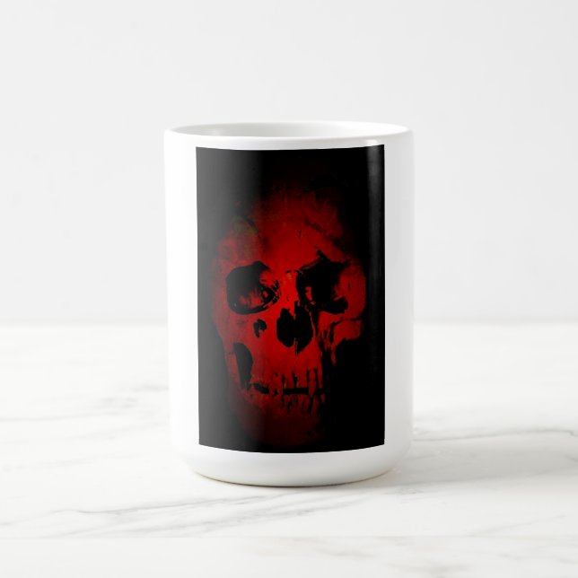 Red Skull Skeleton Fantasy Art Heavy Metal Coffee Mug (Center)