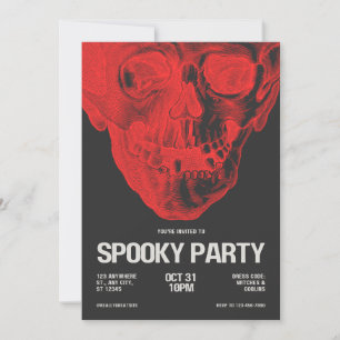 Red Skull Spooky Party Halloween Party Invitation