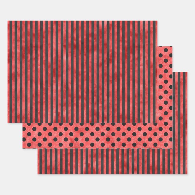 Red Skulls and Sunflower Series Design 11   Wrapping Paper Sheet (Set)