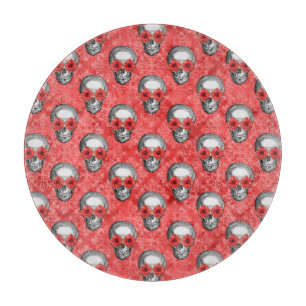 Red Skulls and Sunflower Series Design 13 Cutting Board