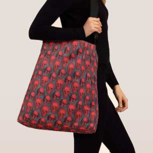 Red Skulls and Sunflower Series Design 1 Crossbody Bag