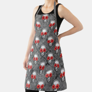 Red Skulls and Sunflower Series Design 3 Apron
