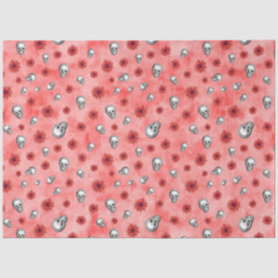 Red Skulls and Sunflower Series Design 6 Tissue Paper