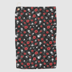 Red Skulls and Sunflower Series Design 7 Golf Towel
