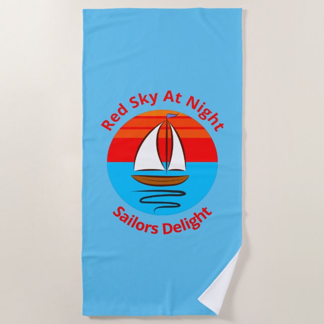 Red Sky At Night Sailors Delight - Sailing Beach Towel (Front)