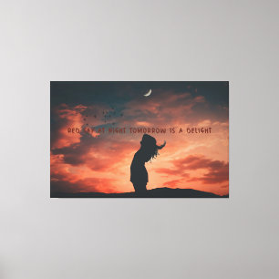 Red Sky At Night Tomorrow Is A Delight - Woman Canvas Print