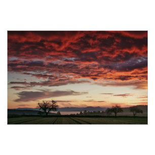 Red Sky Beautiful Landscape Poster
