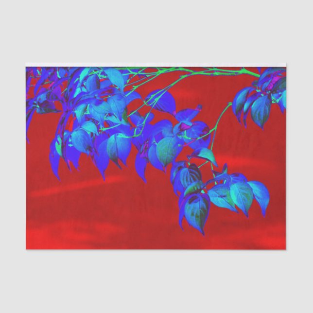 Red Sky Blue Leaves  Tissue Paper (Front)