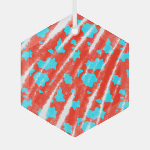 Red sky blue watercolor animal pattern add name te glass tree decoration
