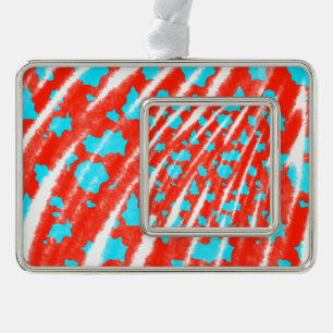 Red sky blue watercolor animal pattern add name te silver plated framed ornament