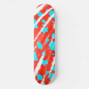 Red sky blue watercolor animal pattern add name te skateboard