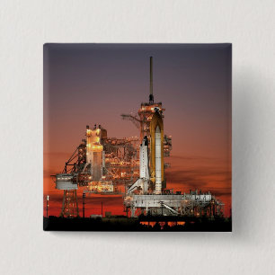Red Sky for Space Shuttle Atlantis Launch 15 Cm Square Badge