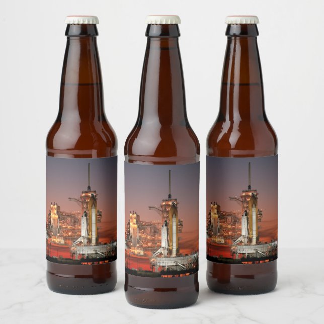 Red Sky for Space Shuttle Atlantis Launch Beer Bottle Label (Bottles)