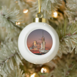 Red Sky for Space Shuttle Atlantis Launch Ceramic Ball Christmas Ornament