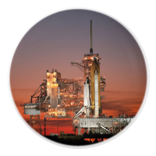 Red Sky for Space Shuttle Atlantis Launch Ceramic Knob (Front)