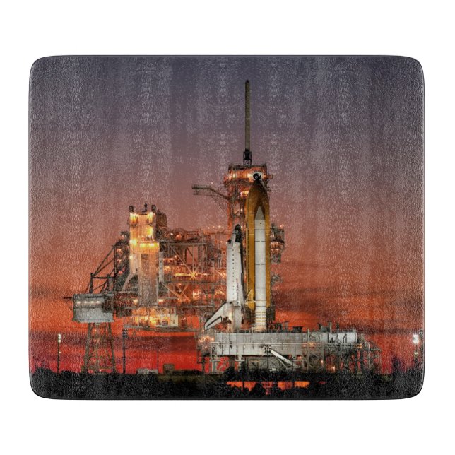 Red Sky for Space Shuttle Atlantis Launch Cutting Board (Front)