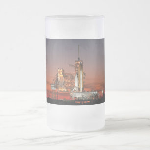 Red Sky for Space Shuttle Atlantis Launch Frosted Glass Beer Mug