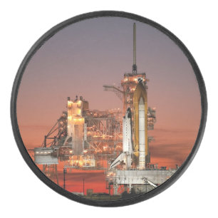 Red Sky for Space Shuttle Atlantis Launch Hockey Puck