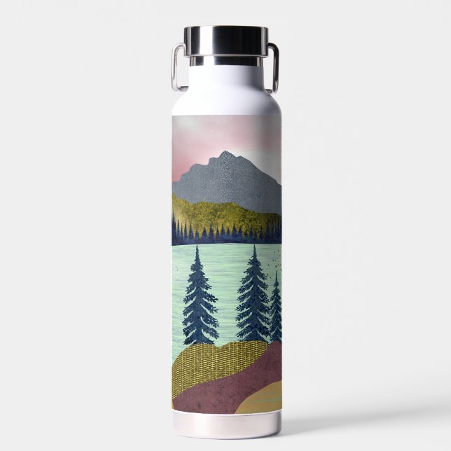 Red Sky Lake Landscape Water Bottle (Front)