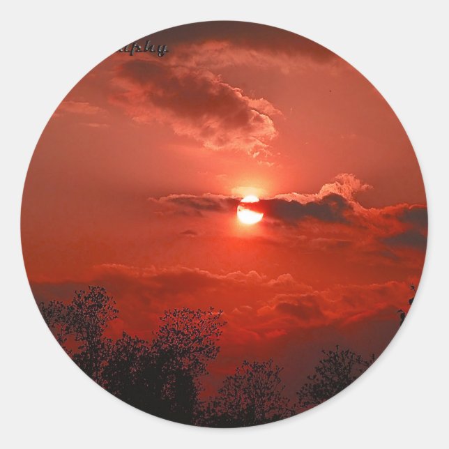 Red Sky @ Night Classic Round Sticker (Front)