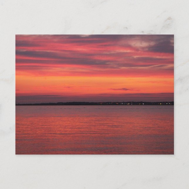 Red Sky Sunset over the Bay Postcard (Front)