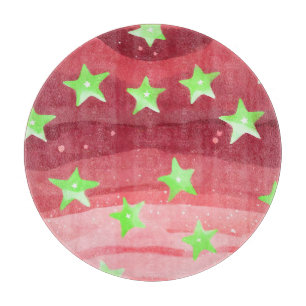 red sky with stars cutting board