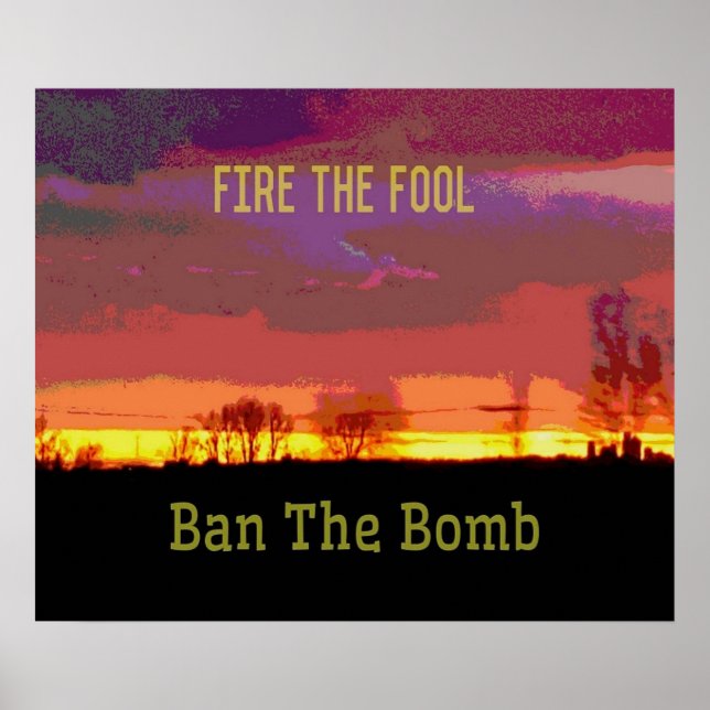 Red Skyscape #Banthebomb Political Resistance Poster (Front)