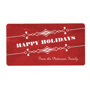 Red Slanted Chalkboard Holiday Labels