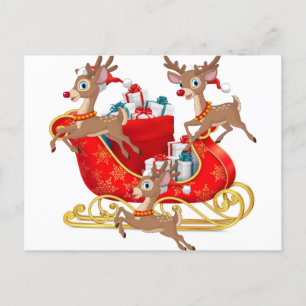 Red Sleigh Holiday Postcard