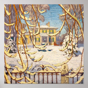 Red Sleigh House, Winter Lawren Harris Poster