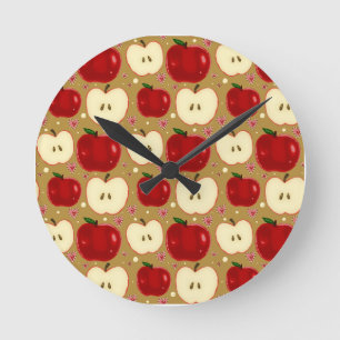 Red Sliced Apples Round Clock