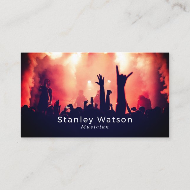 Red Smoke Concert Crowd, Professional Vocalist Business Card (Front)